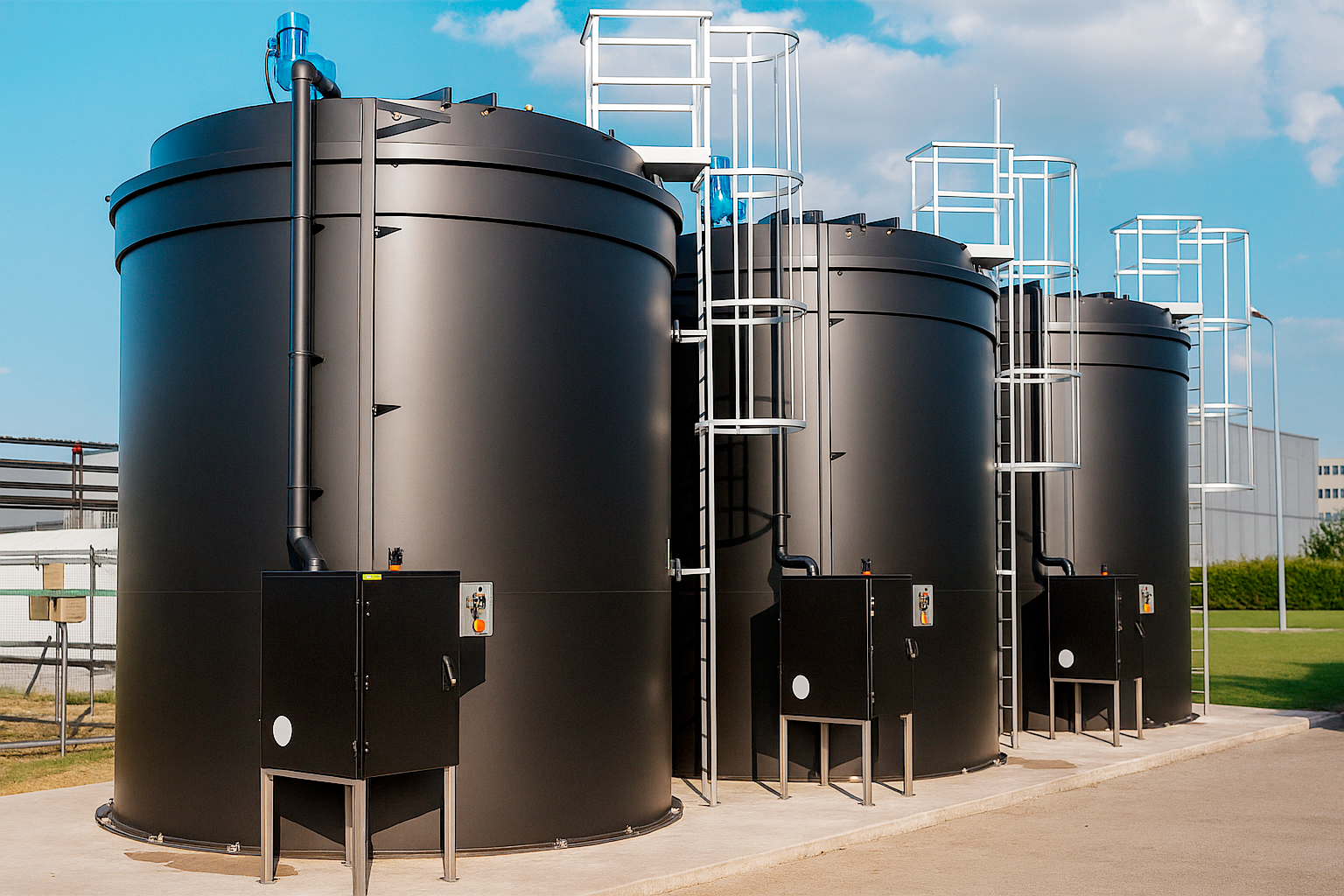 persona realizando pruebas en planta complementaria de tratamiento de aguas residuales - ver detalles de la planta